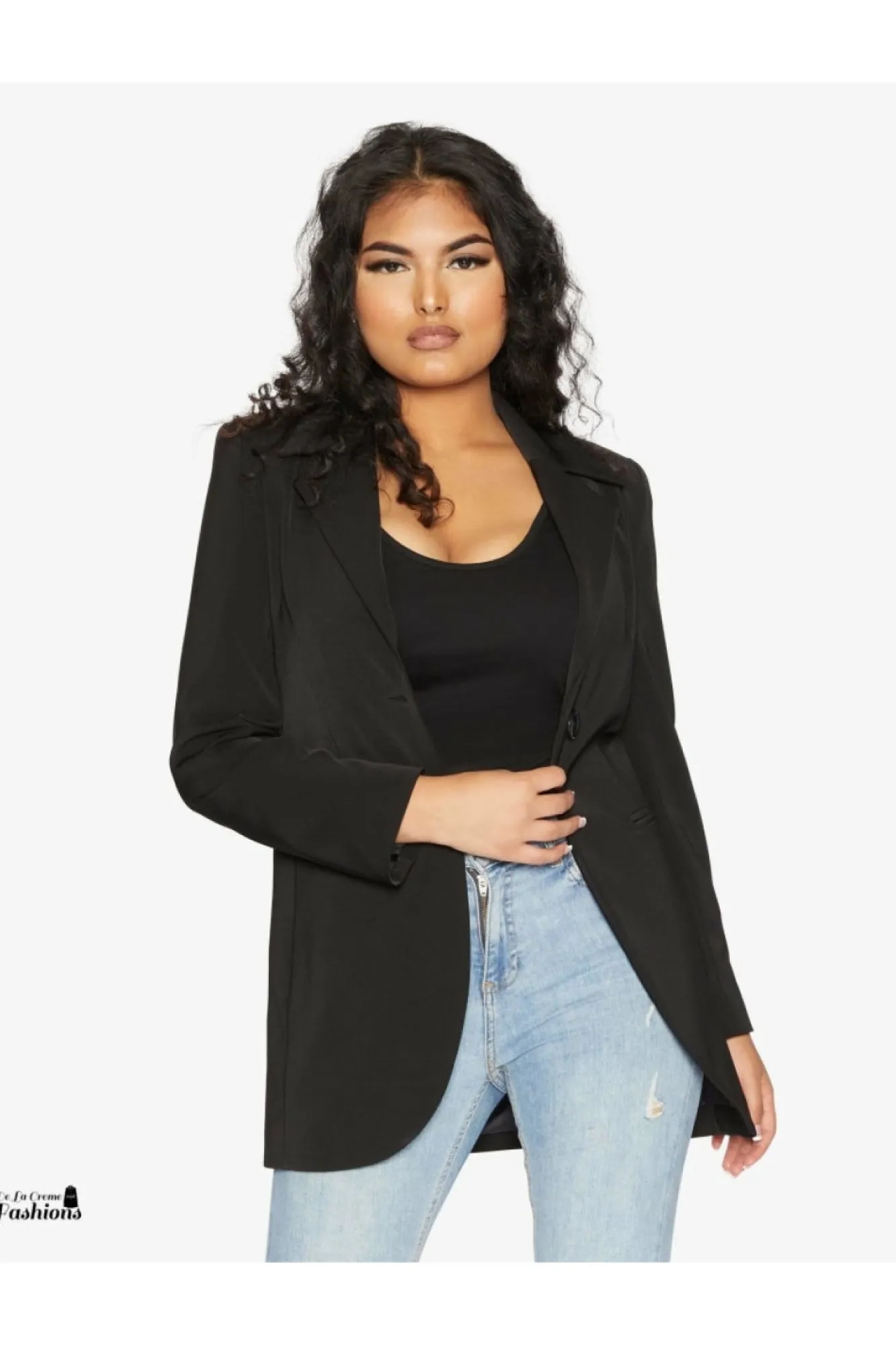 Outerwear^De La Creme Fashions Womens Curved Hem Longline Blazer