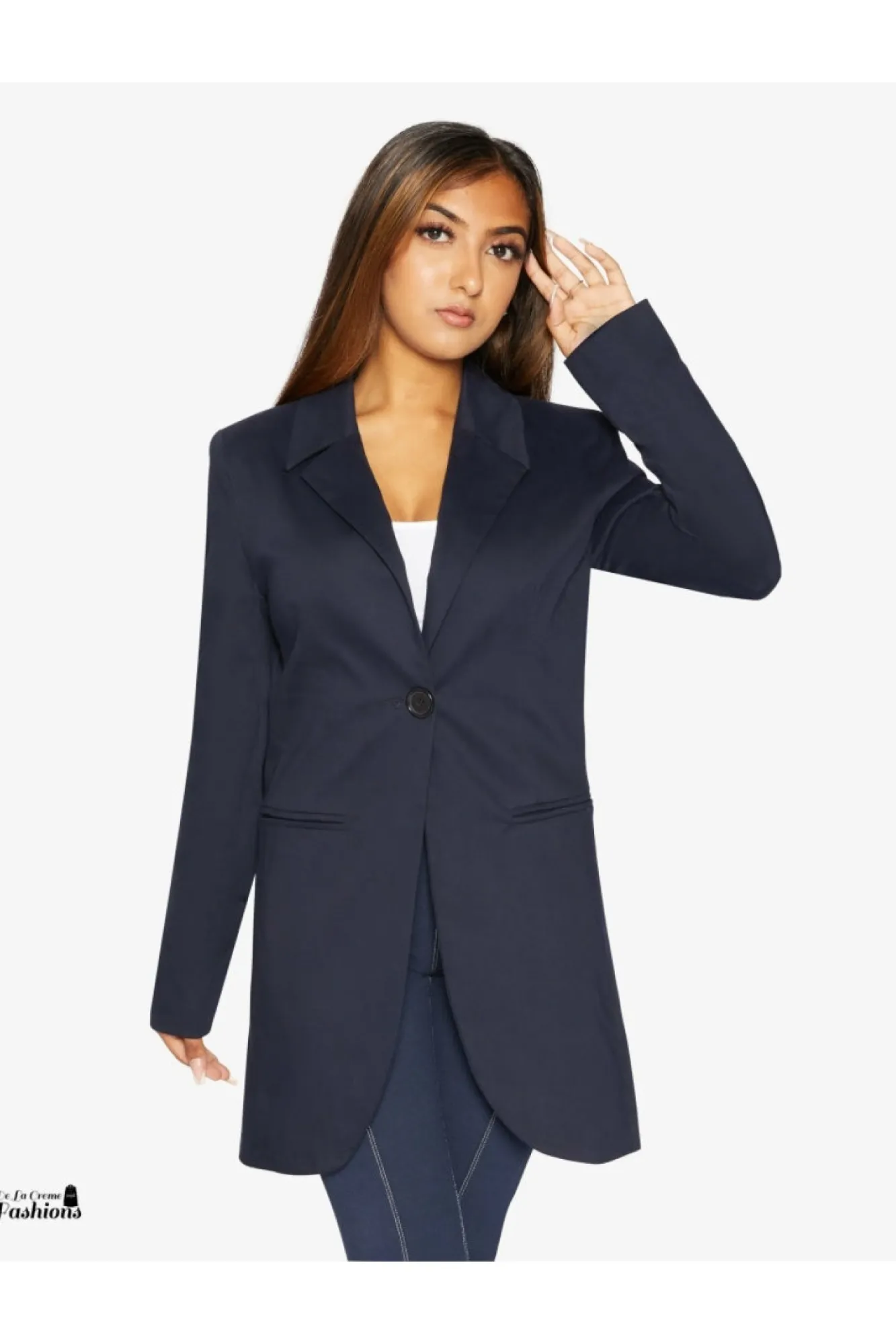 Outerwear^De La Creme Fashions Womens Curved Hem Longline Blazer