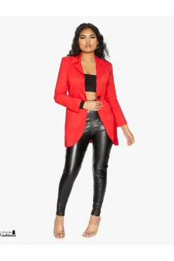 Outerwear^De La Creme Fashions Womens Curved Hem Longline Blazer
