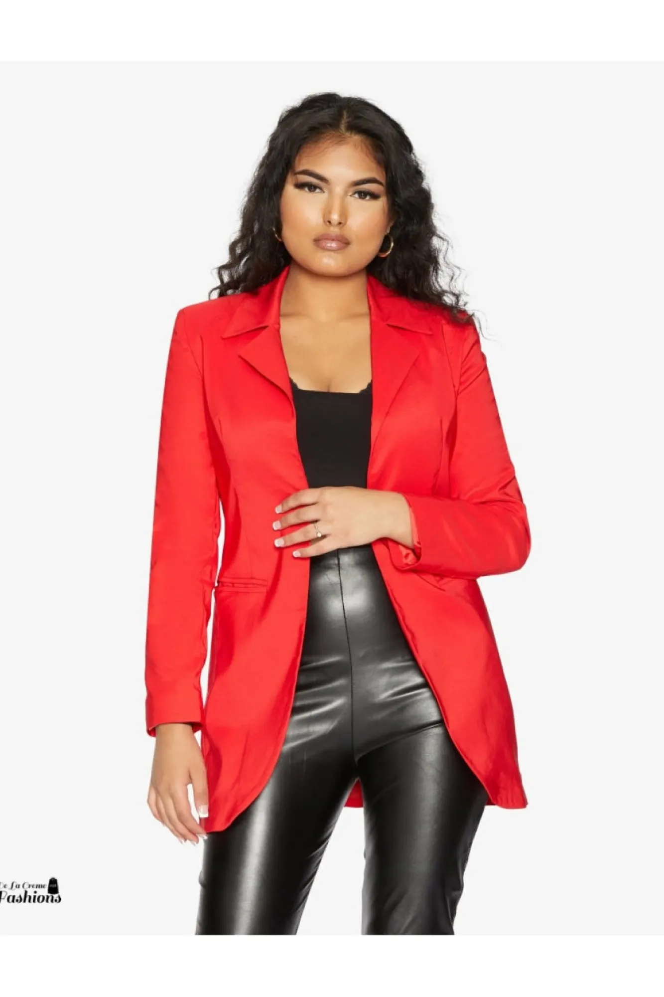 Outerwear^De La Creme Fashions Womens Curved Hem Longline Blazer