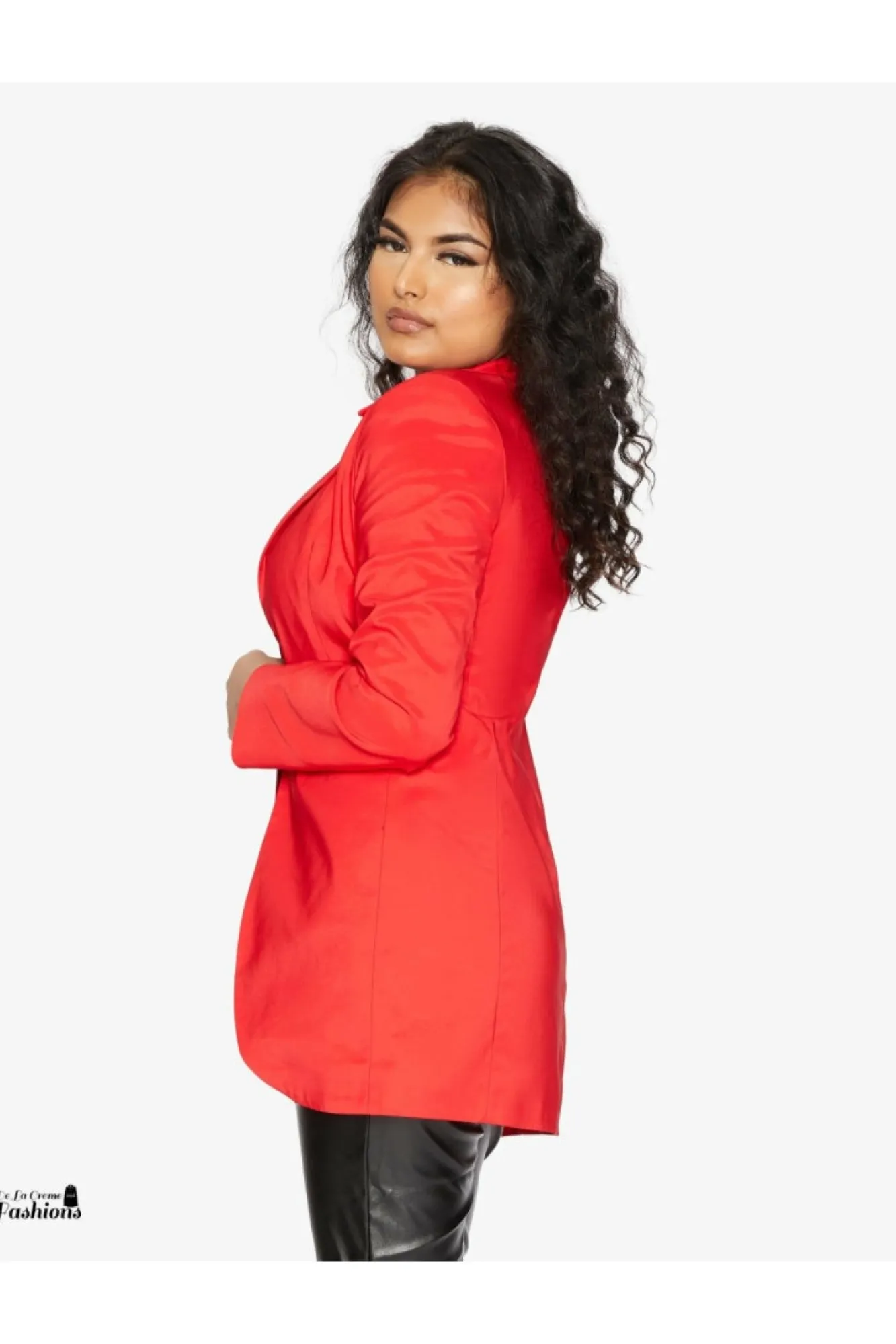 Outerwear^De La Creme Fashions Womens Curved Hem Longline Blazer