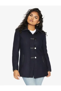 Outerwear^De La Creme Fashions Wool Blend Contrast Trim Coat
