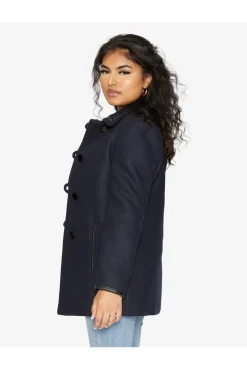 Outerwear^De La Creme Fashions Wool Blend Contrast Trim Coat