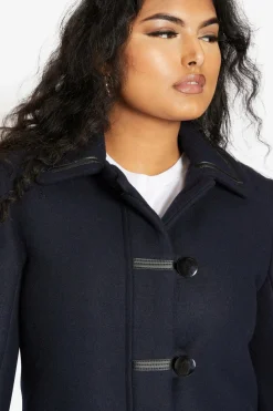 Outerwear^De La Creme Fashions Wool Blend Contrast Trim Coat