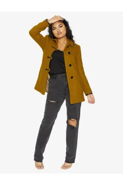 Outerwear^De La Creme Fashions Wool Blend Contrast Trim Coat