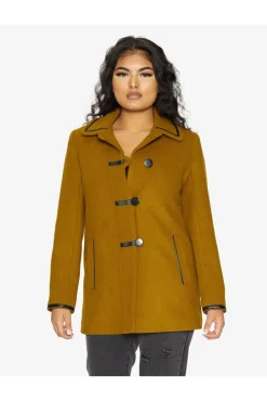 Outerwear^De La Creme Fashions Wool Blend Contrast Trim Coat
