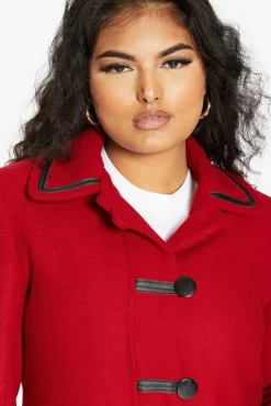 Outerwear^De La Creme Fashions Wool Blend Contrast Trim Coat