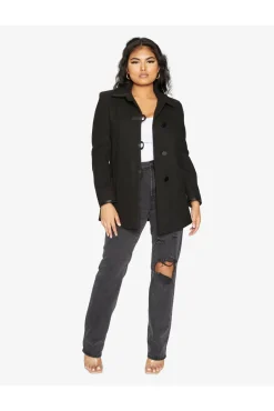 Outerwear^De La Creme Fashions Wool Blend Contrast Trim Coat
