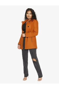 Outerwear^De La Creme Fashions Wool Blend Contrast Trim Coat