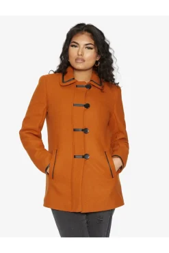 Outerwear^De La Creme Fashions Wool Blend Contrast Trim Coat