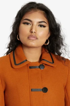 Outerwear^De La Creme Fashions Wool Blend Contrast Trim Coat