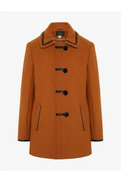 Outerwear^De La Creme Fashions Wool Blend Contrast Trim Coat