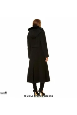 Outerwear^De La Creme Fashions Wool Blend Faux Fur Trim Hood Long Coat