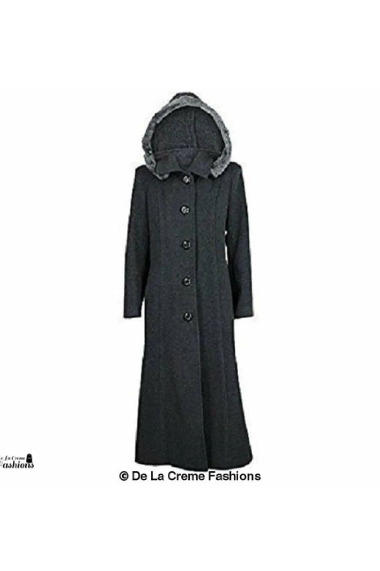 Outerwear^De La Creme Fashions Wool Blend Faux Fur Trim Hood Long Coat