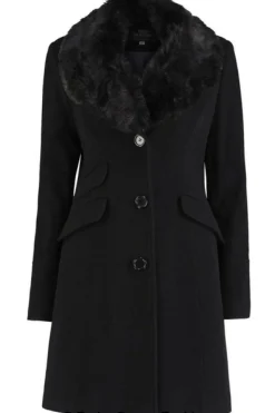 Outerwear^De La Creme Fashions Wool Blend Faux Fur Collar Midi Coat