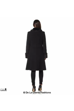Outerwear^De La Creme Fashions Wool Blend Faux Fur Trim Midi Coat