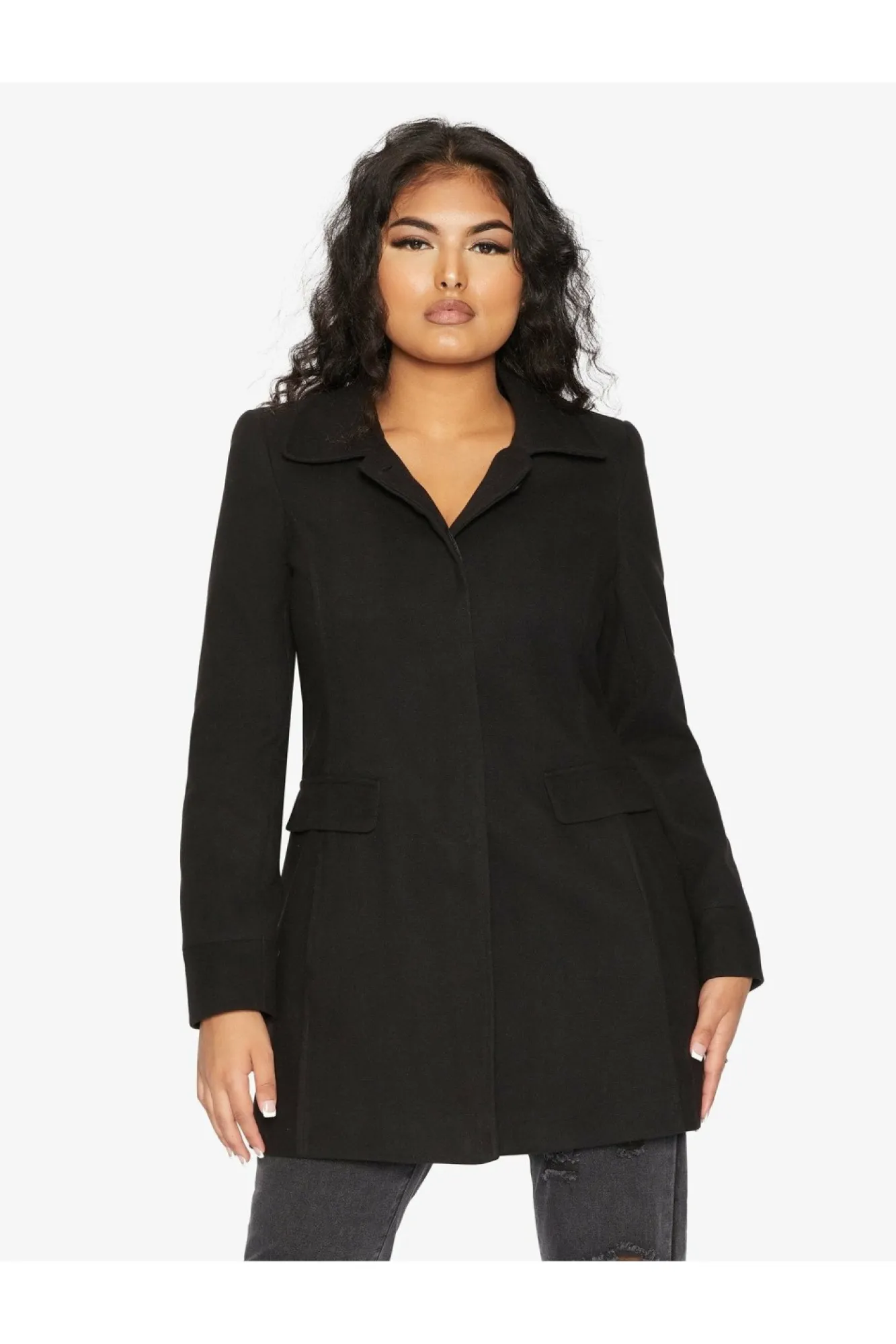 Outerwear^De La Creme Fashions Wool Blend Hip Length Covert Coat