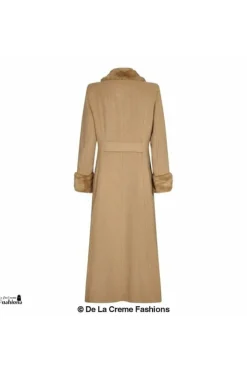 Outerwear^De La Creme Fashions Wool Blend Faux Fur Trim Maxi Coat