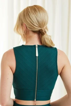 Crop Tops^Double Second Bandage Crop Top Green