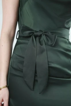 Mini Dresses^Double Second Belted Cowl Neck Dress Green