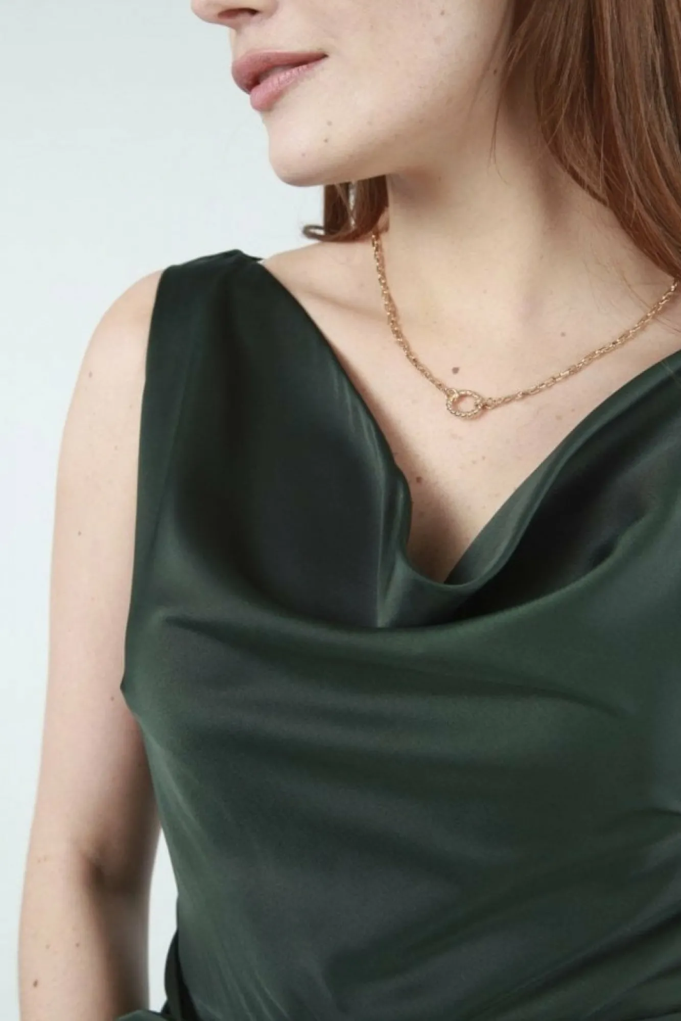 Mini Dresses^Double Second Belted Cowl Neck Dress Green