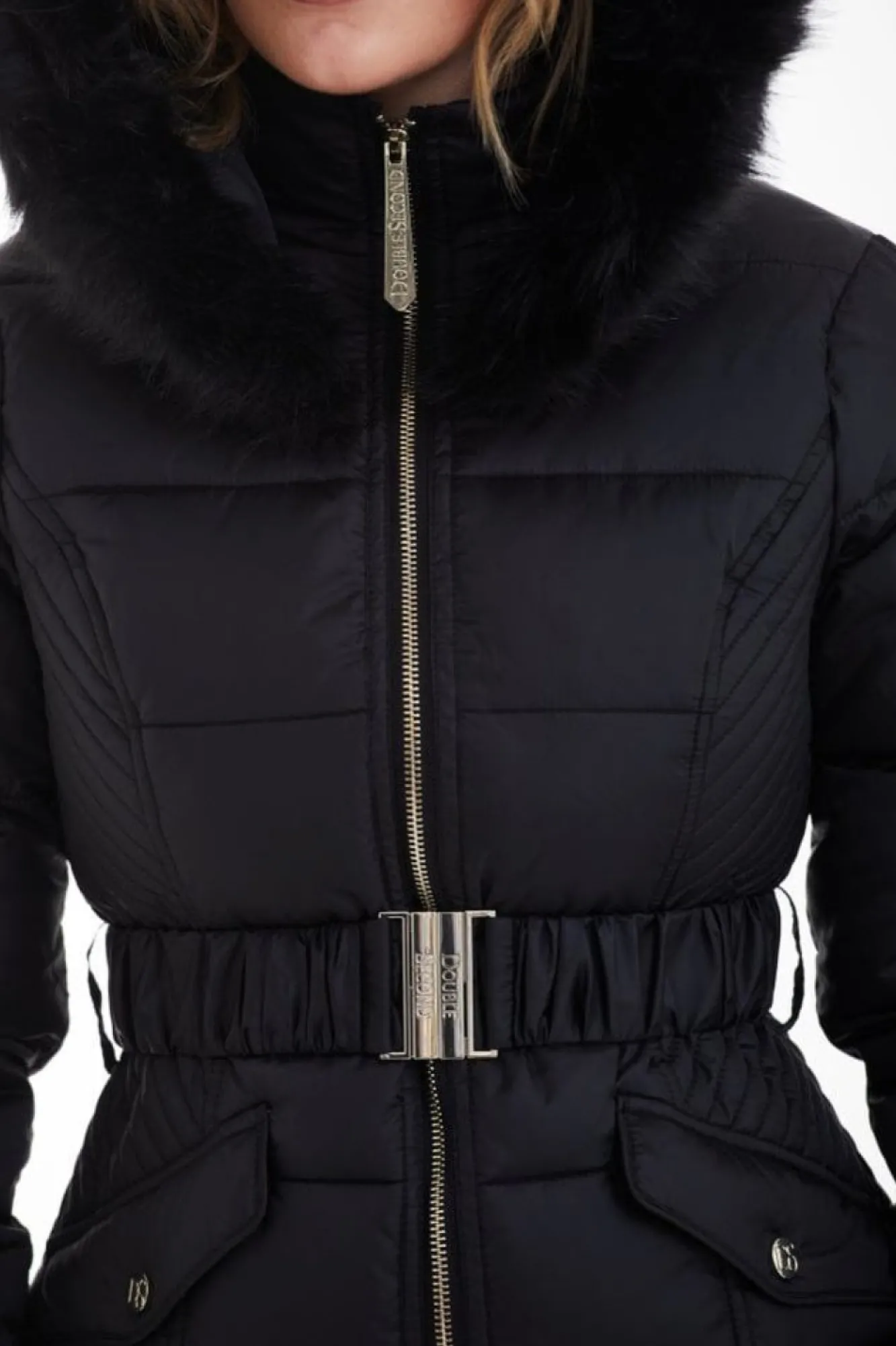 Outerwear^Double Second Belted Short Puffer Black