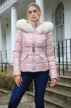 Outerwear^Double Second Belted Short Puffer Pink
