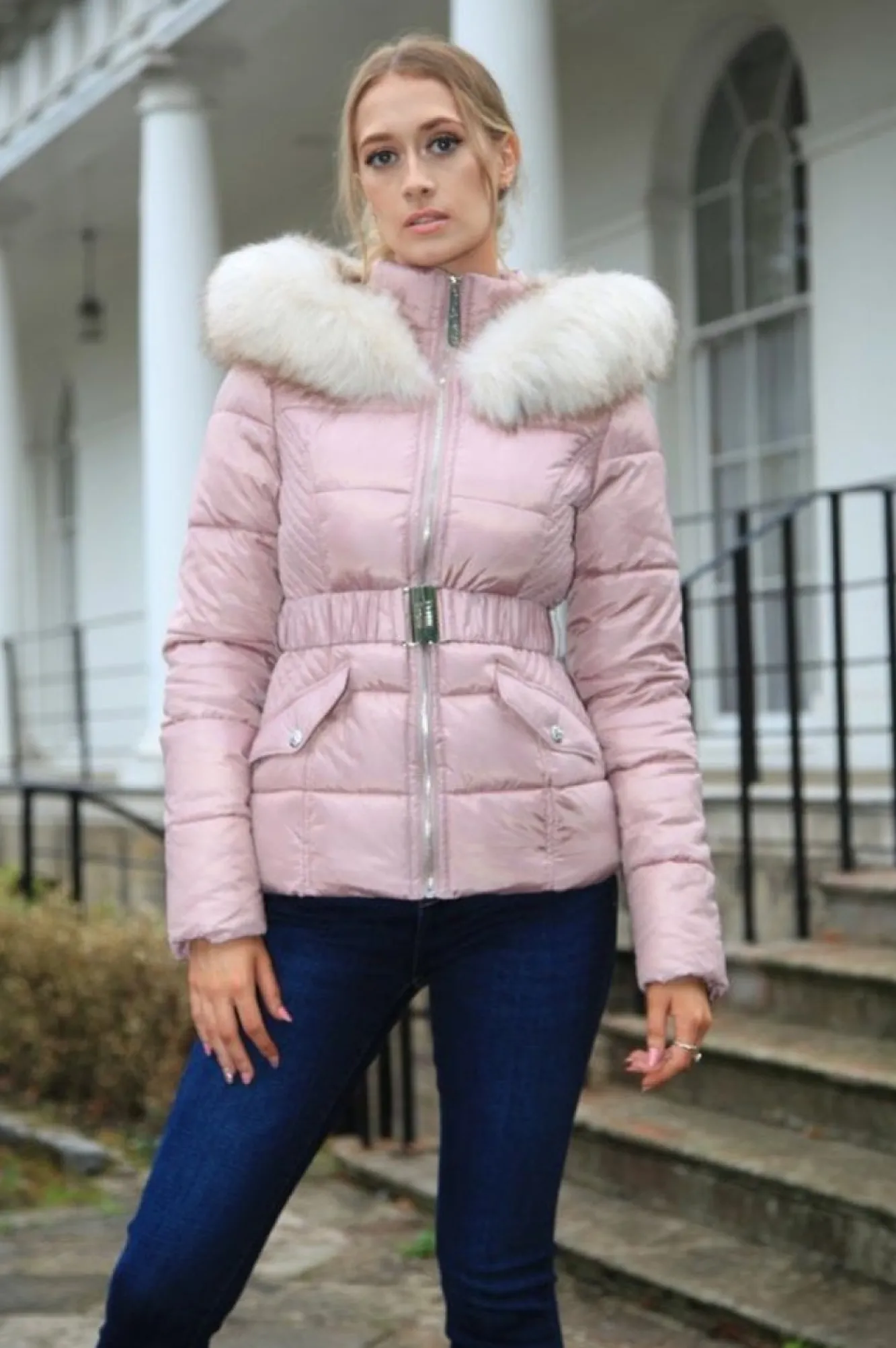 Outerwear^Double Second Belted Short Puffer Pink