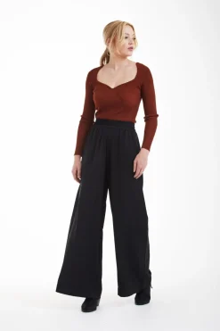 Trousers^Double Second Black Lux Wide Leg Trousers Olivegreen