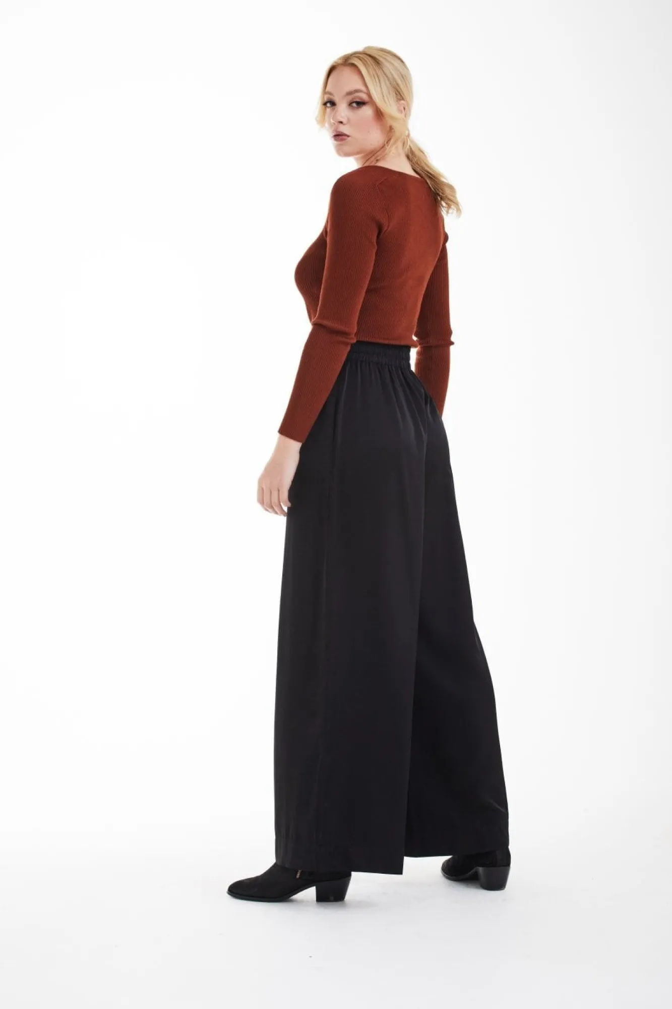 Trousers^Double Second Black Lux Wide Leg Trousers Olivegreen