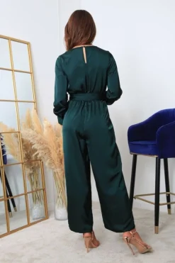 Jumpsuits^Double Second Bottle Lux Satin Wrap Jumpsuit Green