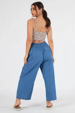 Trousers^Double Second Chambray Pants Blue