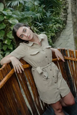 Mini Dresses^Double Second Corduroy Belted Shirt Dress Beige