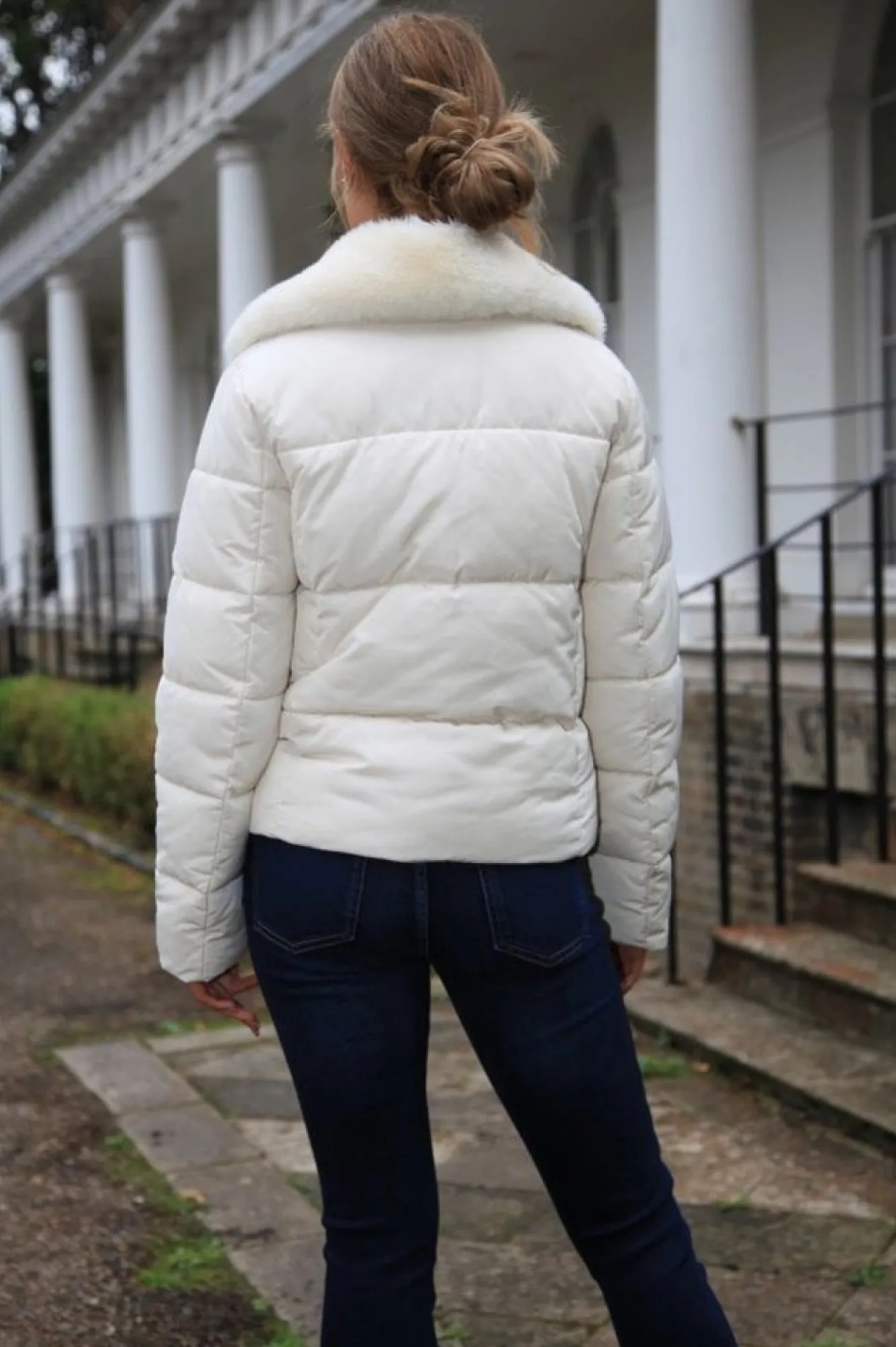 Outerwear^Double Second Ecru Lux Fur Collar Puffer Coat Beige