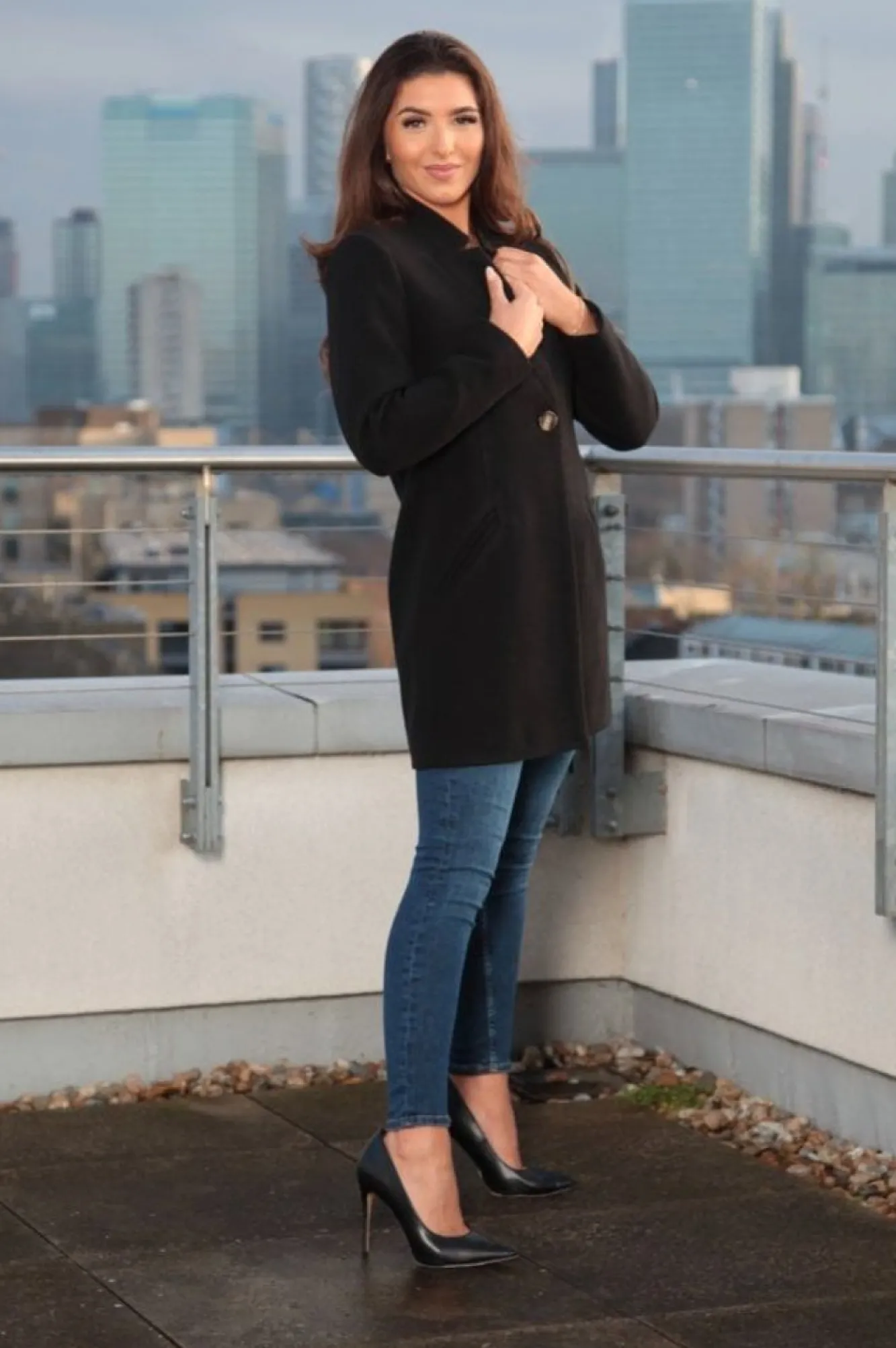 Outerwear^Double Second Faux Wool Notch Neck Coat Black