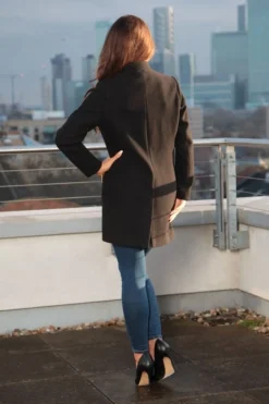 Outerwear^Double Second Faux Wool Notch Neck Coat Black