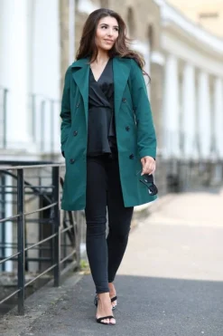 Outerwear^Double Second Fitted Trench Coat Green