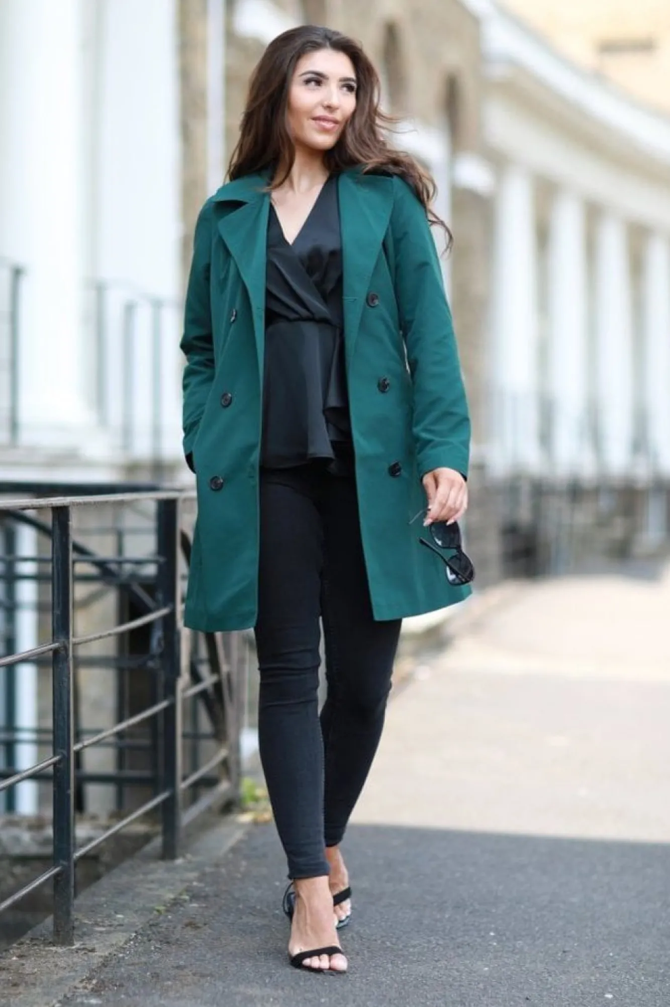 Outerwear^Double Second Fitted Trench Coat Green