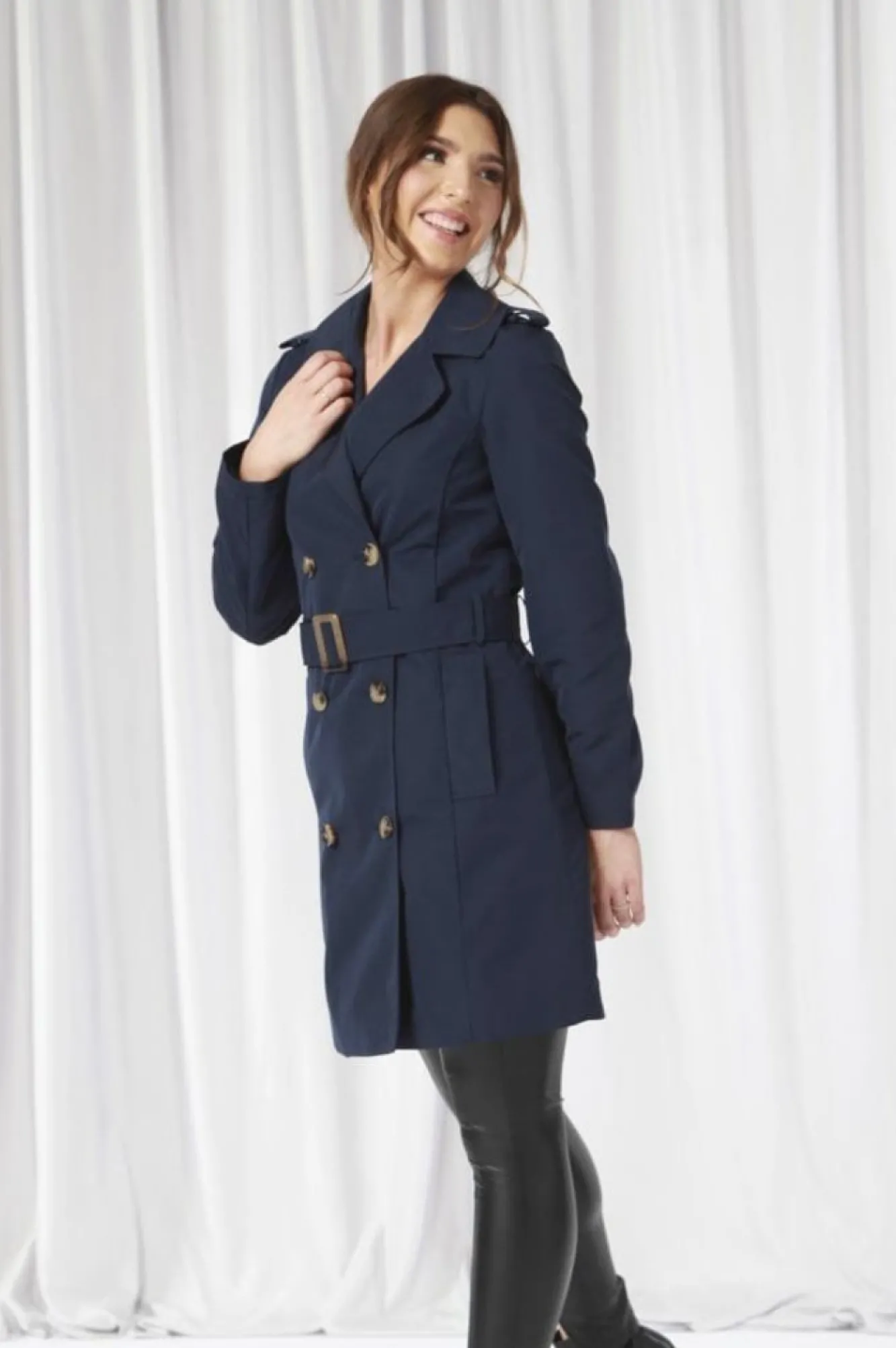 Outerwear^Double Second Fitted Trench Coat Navy