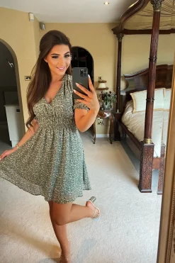 Mini Dresses^Double Second Floral Print Mini Dress Green