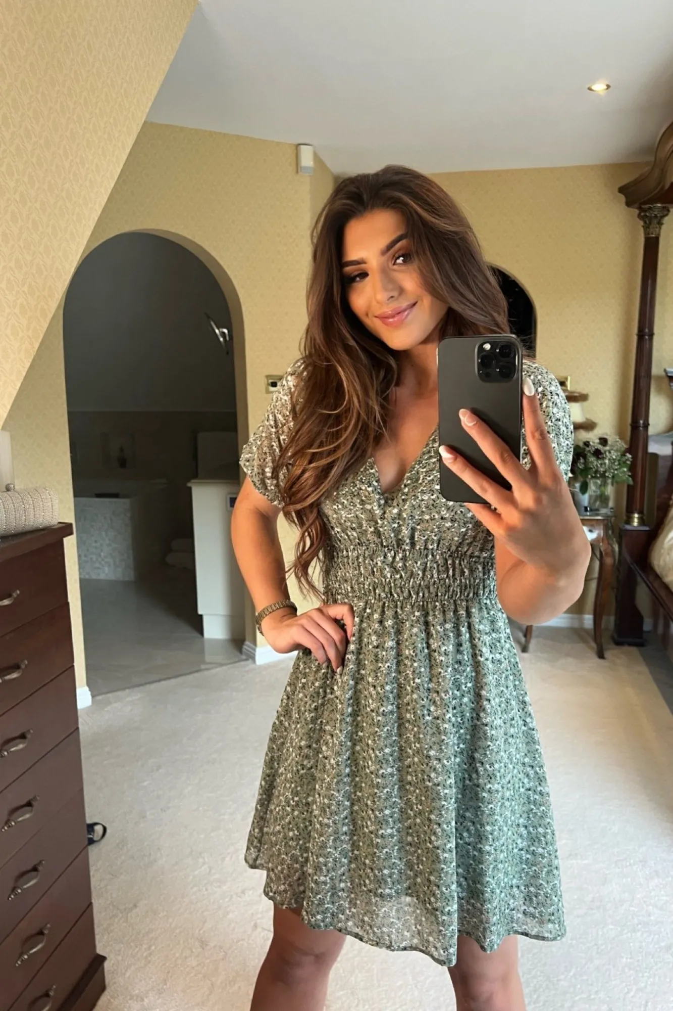 Mini Dresses^Double Second Floral Print Mini Dress Green