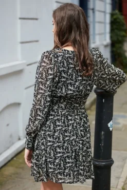 Mini Dresses^Double Second Floral Print Wrap Dress Black