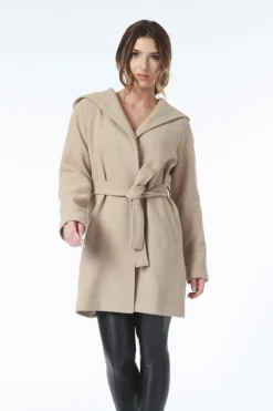 Outerwear^Double Second Hooded Wool Blend Wrap Coat Camel