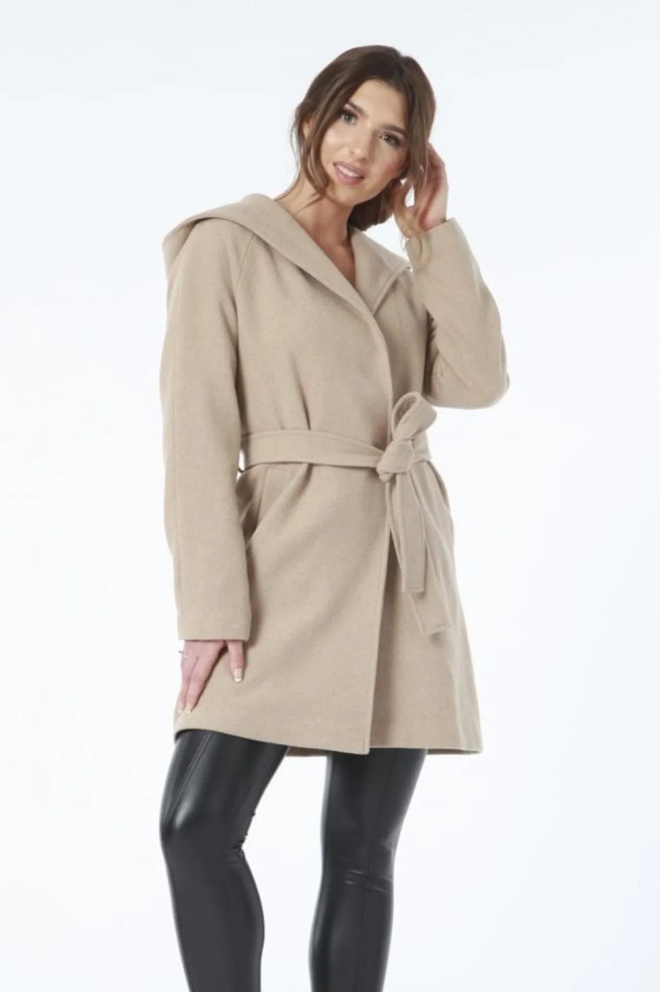 Outerwear^Double Second Hooded Wool Blend Wrap Coat Camel