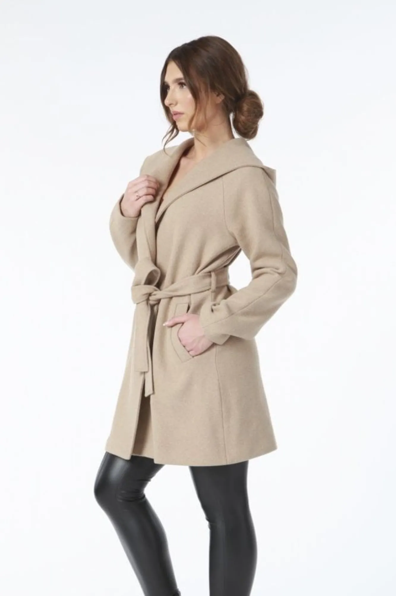 Outerwear^Double Second Hooded Wool Blend Wrap Coat Camel