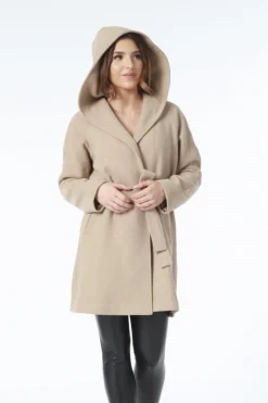 Outerwear^Double Second Hooded Wool Blend Wrap Coat Camel