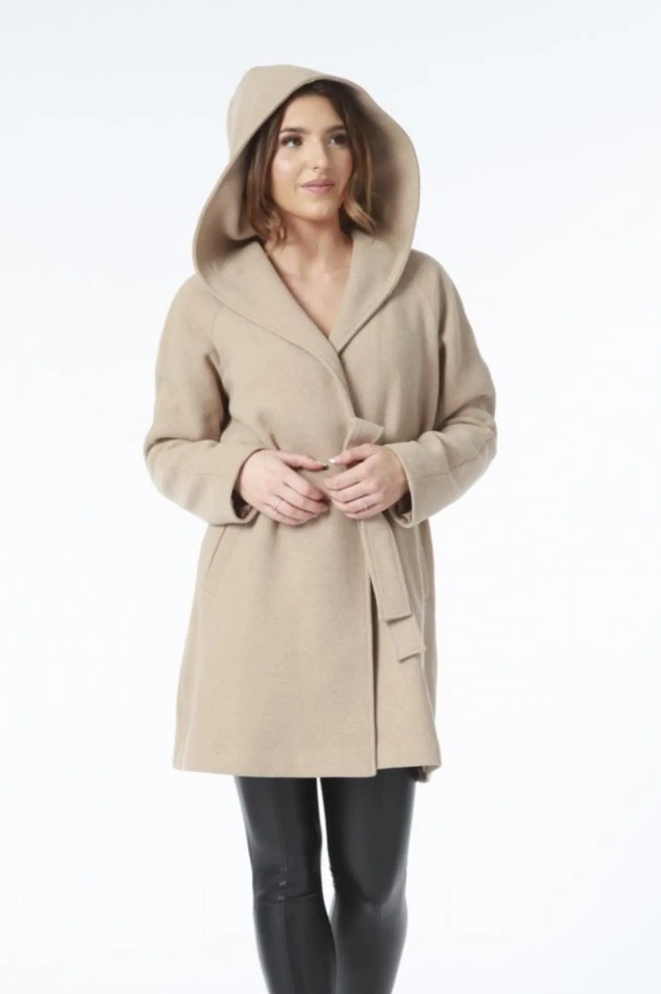 Outerwear^Double Second Hooded Wool Blend Wrap Coat Camel
