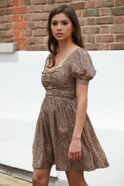 Mini Dresses^Double Second Irregular Polka Dot Dress Camel