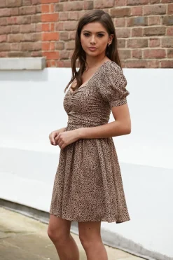 Mini Dresses^Double Second Irregular Polka Dot Dress Camel