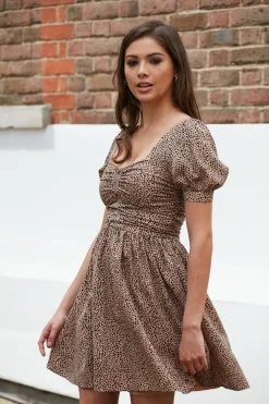 Mini Dresses^Double Second Irregular Polka Dot Dress Camel